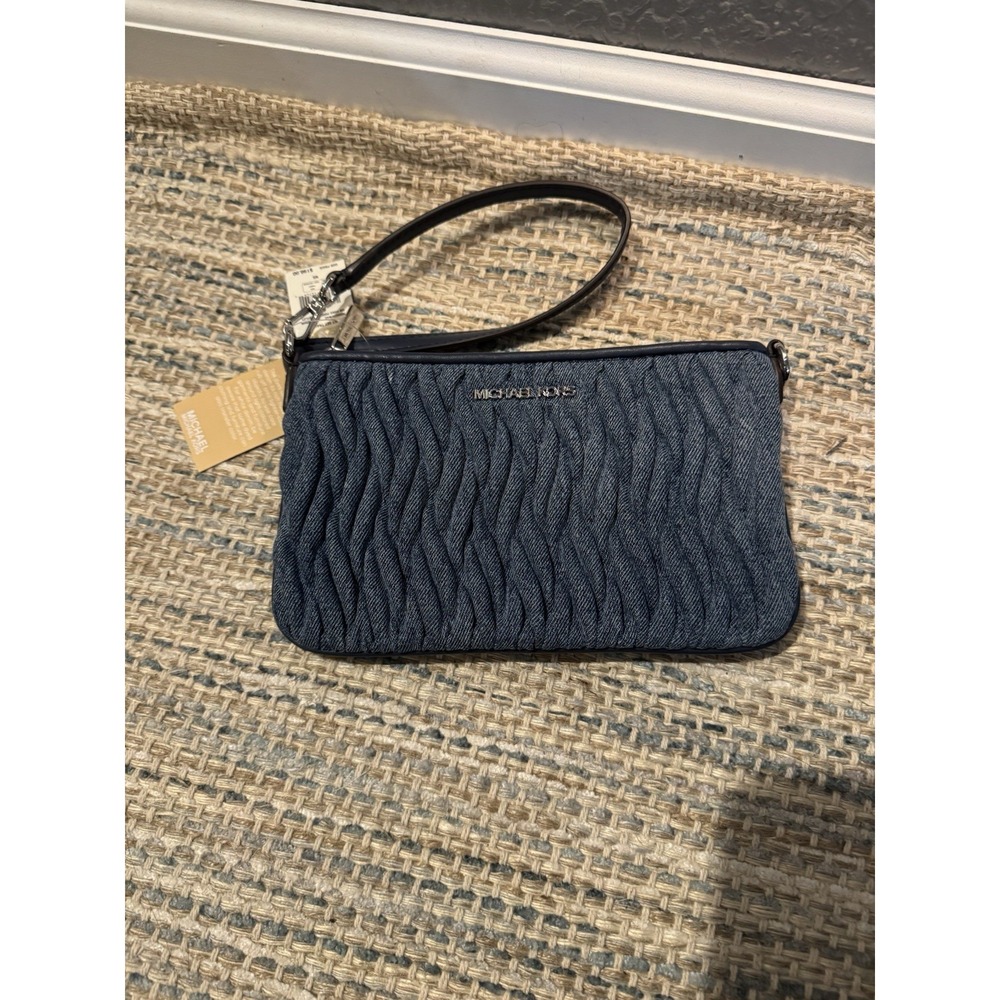 Michael Kors Jet Set Travel Matelasse Denim Wristlet Nwt 198